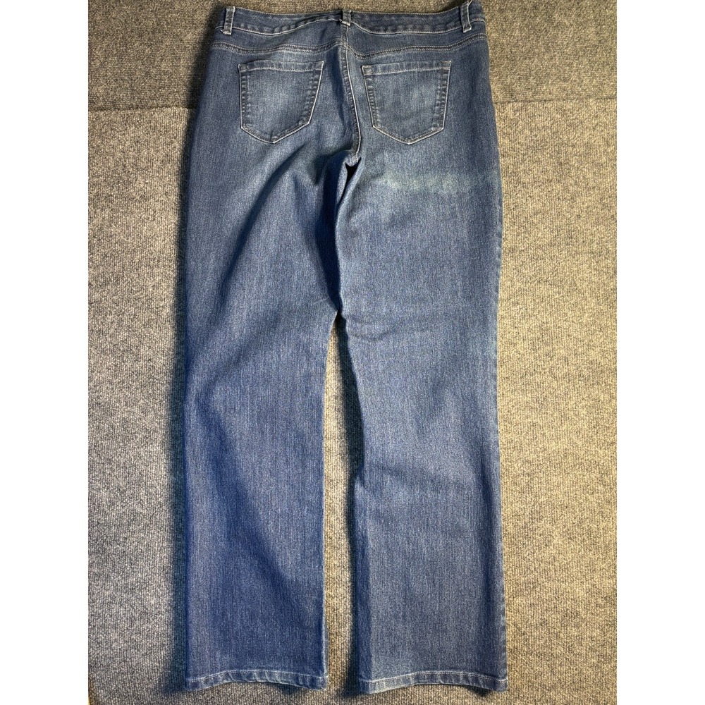Bandolino Bootcut Jeans Women's 14 Blue Denim Stretch Flat Front Medium Wash